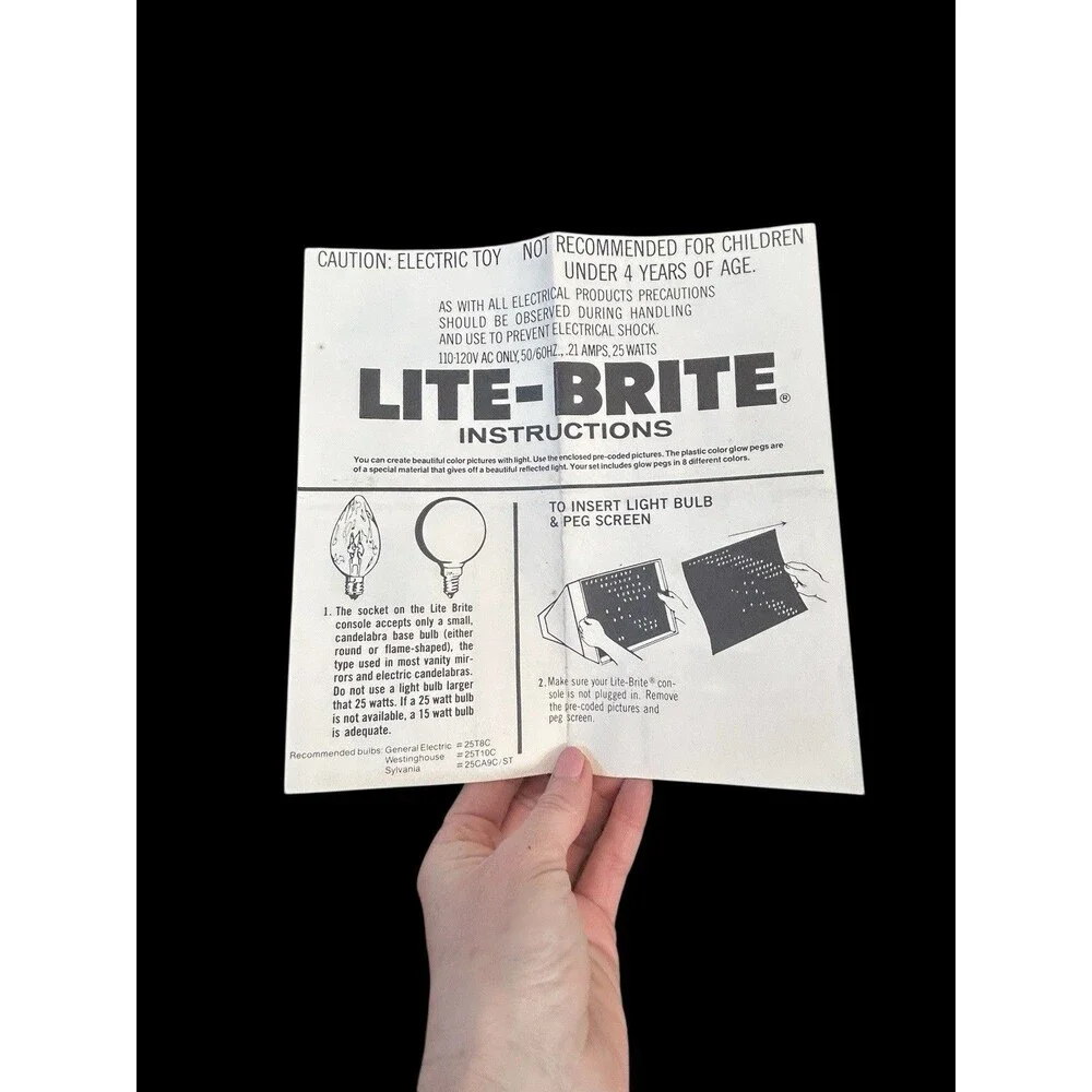 Vtg LITE-BRITE Vintage 1978 Box Pegs Patterns Original Hasbro Toy Tested Working